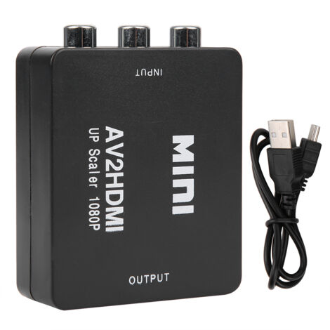 Mini AV to HDMI 1080P 60HZ Output High Definition Adapter Video Converter with USB CableBlack