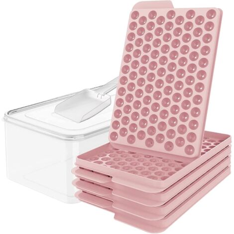 Mini bacs à glaçons, bacs à glaçons améliorés pour petits glaçons à démoulage facile, 104 x 4 pièces, rose clair.