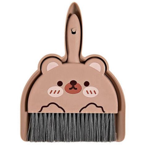 Mini balai et pelle à poussière pour enfants, ensemble de nettoyage mignon avec un ours en dessin animé.