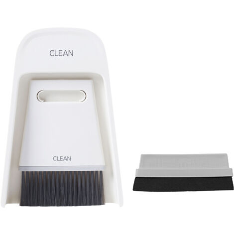 Mini Balayette et Pelle Portable pour Bureau - Kit de Nettoyage Compact Gris et Blanc