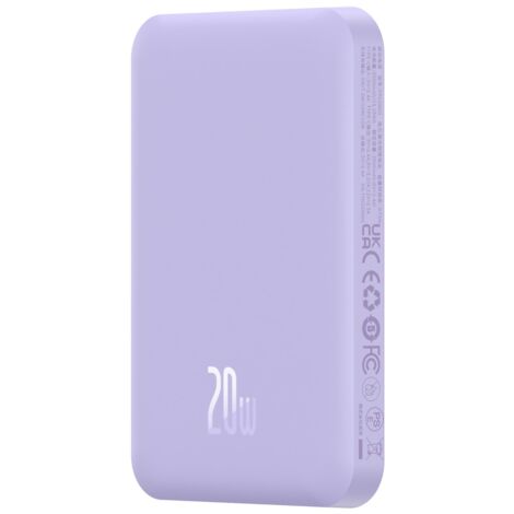 Mini banco de energía 5000mAh 20W + cable USB-C 20V/3A morado