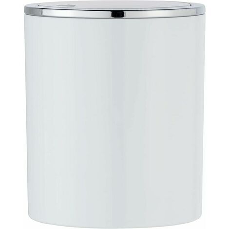 Mini Bathroom Bin Trash Can with Lid 2L Inca White Premium Plastic Ø5.5 x 6.6.