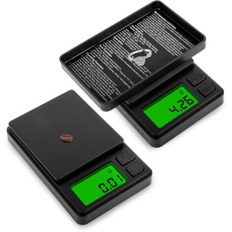 Mini Bilancia Tascabile 1000g/0,01g, Balance de poche portable 500g/0,01g, 2 Pièces Bilancia di Precisione con Display LCD e 7 Unità, Funzione Tara, per Cucina Cucinare, Caffè