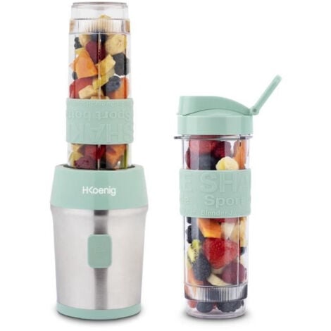 Mini blender - SMOO18 - 300 W - 570 mL - Vert pastel - 2 gourdes incluses