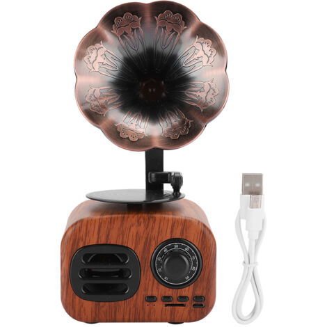 Mini-Bluetooth-Lautsprecher im Retro-Stil, tragbar, smarter Lautsprecher für Musikwiedergabe auf Desktop-PCs und Laptops, Walnussfarben