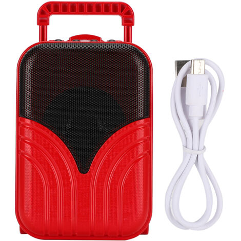 Mini-Bluetooth-Lautsprecher in Kofferform, tragbar mit Kartenfach und Musikplayer (Rot)