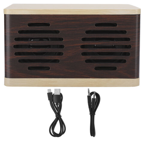 Mini-Bluetooth-Subwoofer-Lautsprecher mit Audiokabel und Ladeanschluss – Holzoptik D7