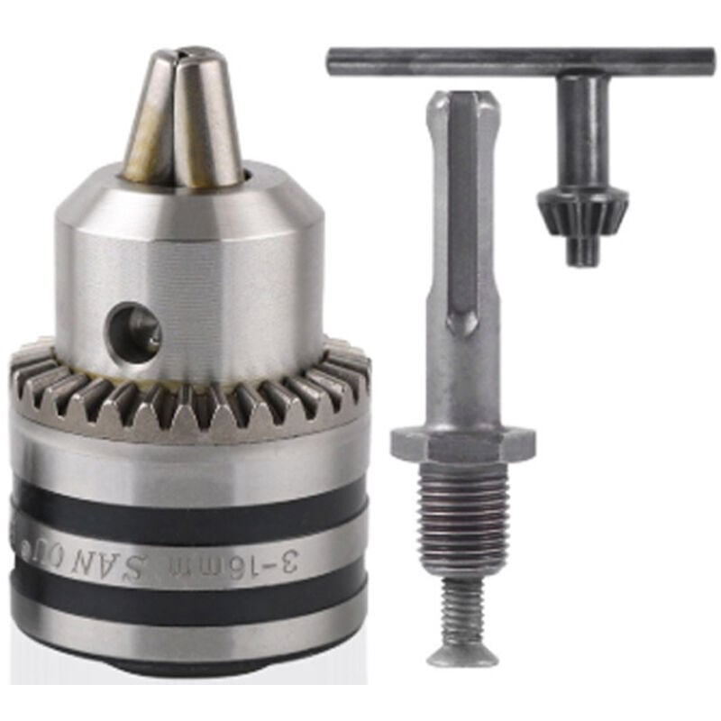 Image of Mini-Bohrfutter 3,0–16 mm 1/2–20 unf mit Bohrfutterschlüssel und 1/4-Sechskantkopfadapter