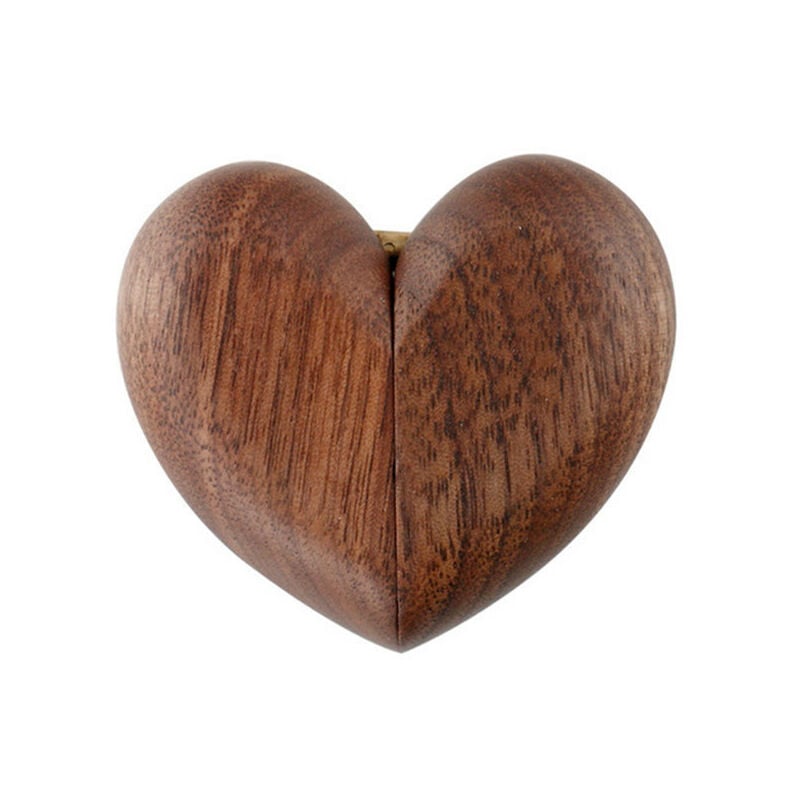 Mini boîte à bagues en bois de stockage de bijoux de mariage de fiançailles de coeur
