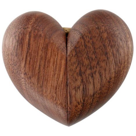 Mini boîte à bagues en bois de stockage de bijoux de mariage de fiançailles de coeur
