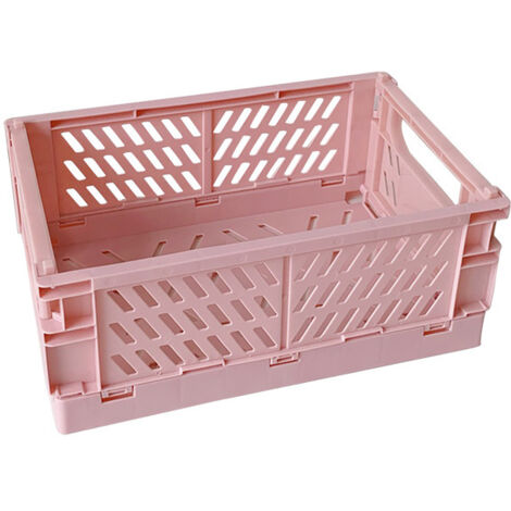 Mini boîte de rangement en plastique pliable caisse pliable support de bureau panier de rangement cosmétique boîte de rangement pour bureau à domicile 1 PC (rose)