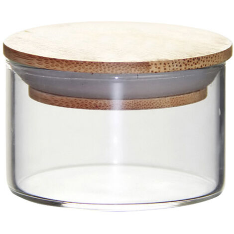 Mini boîte de thé B & B en verre de 5cm de diamètre, boîte de thé parfumée en grains de café scellée avec couvercle en bambou, boîte de rangement de voyage à domicile