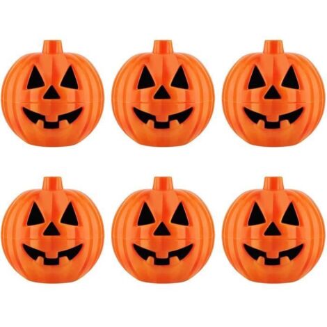 Mini Boîtes à Citrouilles - Lot de 6 - Orange - 6,5 cm - Décoration Halloween