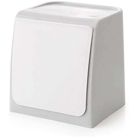 Mini bote de basura de pared, sin agujeros, para cocina, baño, inodoro y oficina, color gris