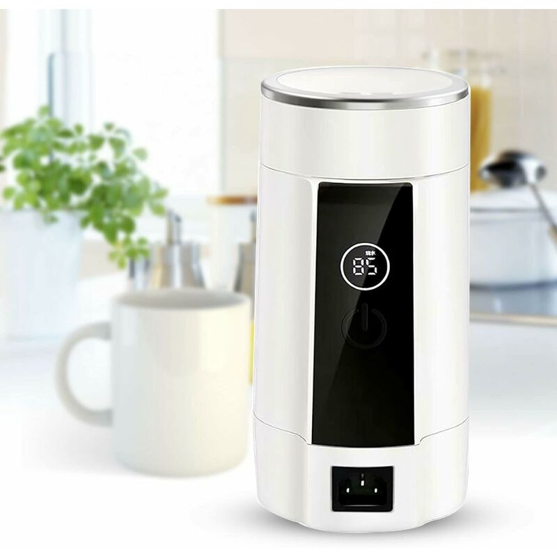 Mini Bouilloire de Voyage 600 ml Portable Bouilloire Theiere électrique Bouilloire de Camping Puissance de 600 Watt Blanc