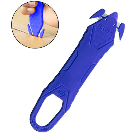 Mini Box Cutter, Ceramic Blade Locks Into Position, Right or Left Handed Mini Cutter, Keychain Box Opener, Magnetic, 1 Mini Cutter - Blade Stays In Position, blue