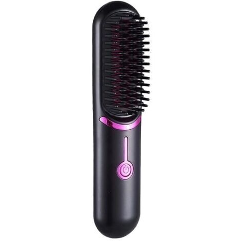 Mini brosse lissante sans fil Peigne lisseur portable avec chargement USB pour femmes Brosse lissante négative anti-brûlure et a