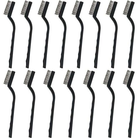 Mini Brosse Métallique (Lot de 20) - Brosse Acier Inoxydable avec Manche Incurvé & Trou d’Accroche - Brosse Fer pour Nettoyer Four, Évier, Travail du Métal, Soudure, Rouille & Poussière，