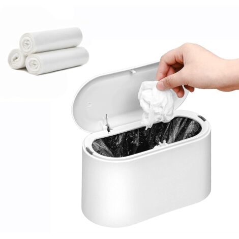 Mini-Büro-Papierkorb mit japanisch anmutendem Schnappdeckel, kleiner weißer Papierkorb, doppelwandiger Theken-Papierkorb, elegante Aufbewahrungsbox fürs Büro.