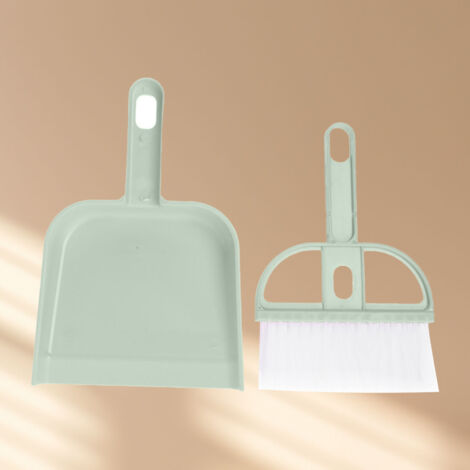 Mini-Bürobürsten- und Kehrschaufel-Set, 2-teilig, multifunktionaler Kunststoff, kompakt, grün