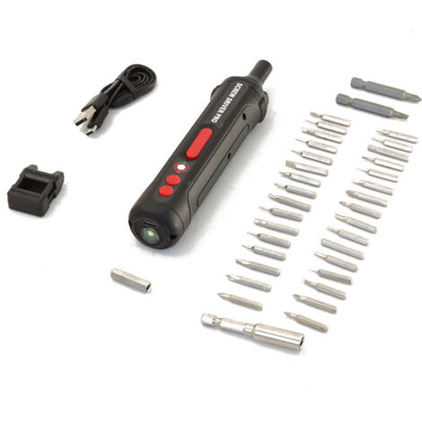 Mini cacciavite elettrico a batteria da 4 V, set di cacciaviti di precisione da 1,5 Ah, 3 velocità, luce LED, molti accessori inclusi