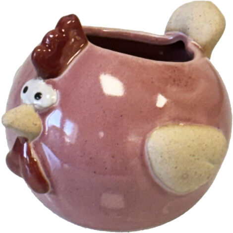 Mini cache-pot poule rose en céramique 7 cm