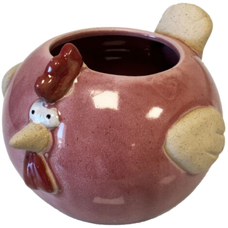 Mini cache-pot poule rose en céramique 8 cm