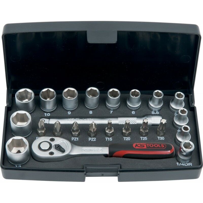 

Mini Caja de manguitos F6 1/4'' cromado mata 23 unidades - KS Tools 911.0623