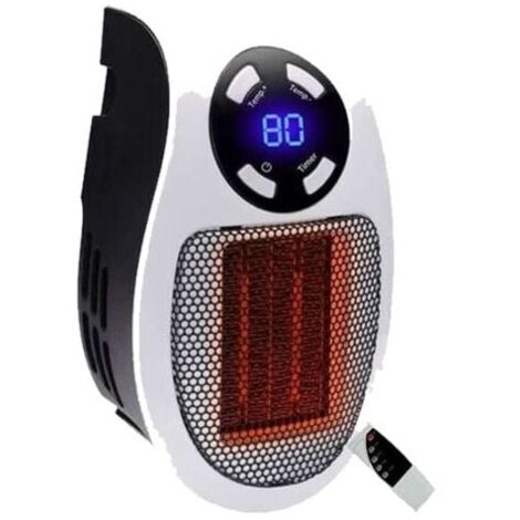 Mini calefactor de cerámica de 500 vatios, calefactor portátil económico, calefactor enchufable con termostato y temporizador, para oficina, dormitorio, sala de estar (blanco, con control remoto)