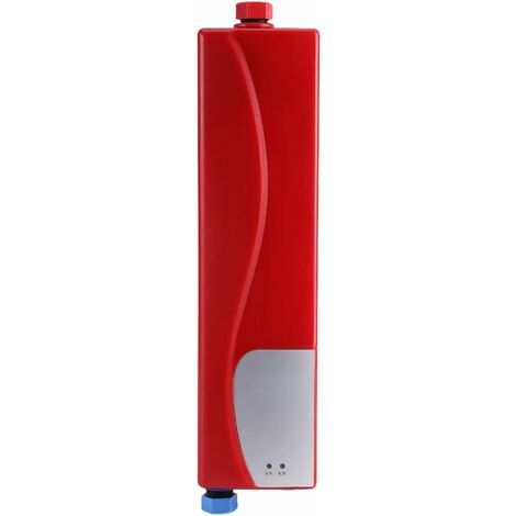 Mini calentador de agua eléctrico instantáneo, 3000 W, calentador de agua sin tanque, mini calentador de agua caliente instantáneo portátil para baño de cocina (rojo)