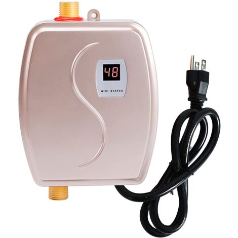 Mini calentador de agua eléctrico sin tanque – Calentador de agua instantáneo pequeño de 110 V, calentador de agua enchufable bajo el fregadero con pantalla digital LCD para grifo de fregadero de coci