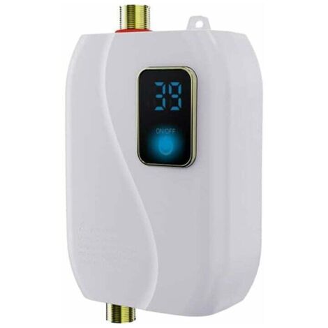 Mini calentador de agua eléctrico sin tanque de 3000 W, calentador de agua instantáneo de temperatura constante con pantalla digital en grados Celsius y Fahrenheit, calentador de agua a pedido