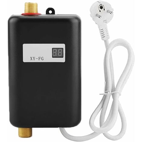 Mini calentador de agua instantáneo eléctrico, calentador de agua eléctrico de 220 V 3800 W con pantalla digital, calentador de agua instantáneo sin tanque para baño, cocina, lavado rojo (negro)