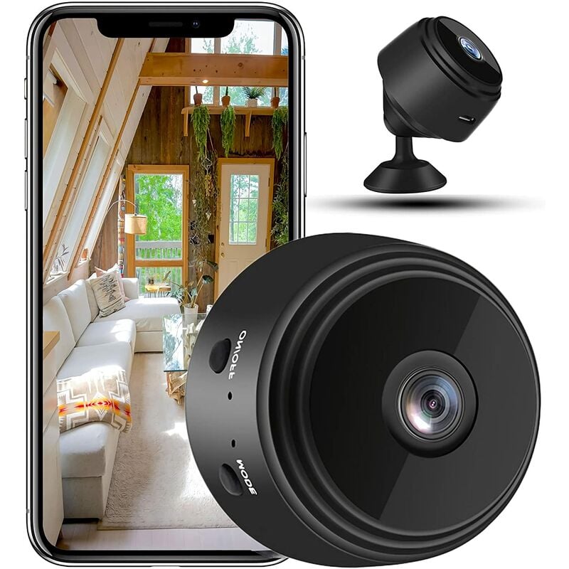 Mini caméra de sécurité 1080P avec audio et vidéo, surveillance de sécurité sans fil pour nounou, caméra ultra grand angle pour la sécurité de la