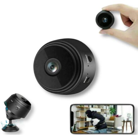 Vidéosurveillance Chronus Vidéosurveillance Mini Camera Espion WiFi HD1080p sans  Fil Sécurité Support Détection De Mouvement pour Android IOS（Noir）
