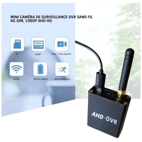 Mini caméra de surveillance DVR sans fil 4G Sim, 1080p AHD HD - Grand angle, Vision nocturne, contrôle à distance du réseau vocal
