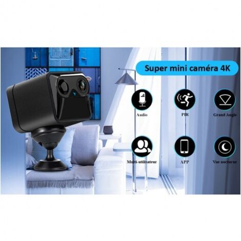 Mini Caméra de Surveillance Portable Sans Fil 4K Full HD WiFi OX-MINI - Vision Nocturne Audio Bidirectionnelle, PIR, Notification App