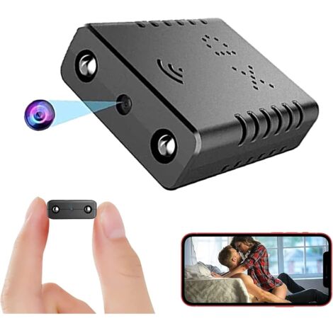 Mini caméra espion cachée WiFi HD d'intérieur pour la maison, avec détection de mouvement, vision nocturne et stockage cloud pour iPhone, Android