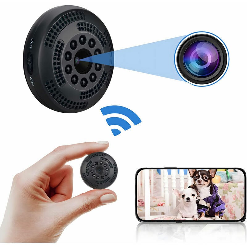 Mini Caméra Espion Wifi-1080P Caméra Cachée Sans Fil-Caméra Nounou avec Enregistrement Audio et Vidéo Flux en Direct-Portable Petite Caméra de