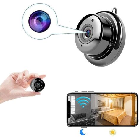 Mini caméra WiFi sans fil avec une voiture magnétique puissante pour la  plongée à domicile 1080p/720p HD Super Mini caméra de surveillance (blanc)-BISBISOUS