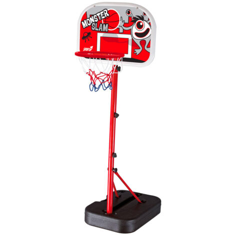 Mini Canestro Basket Portatile per Bambini 32,5x46,5x166 cm con Palla Rosso/Nero