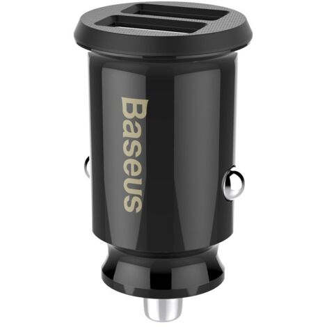 Mini caricabatteria da auto per il tuo telefono 2x USB Grain Caricabatteria da auto nero