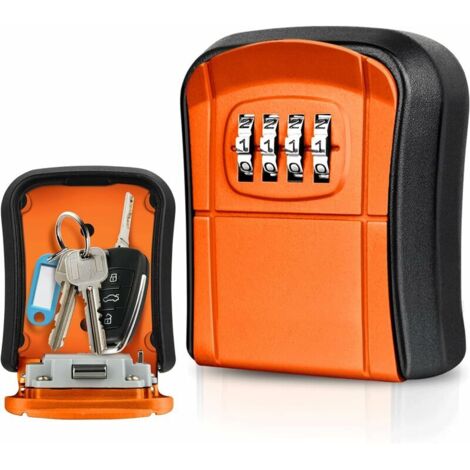 Mini cassaforte per esterni con codice reimpostabile a 4 cifre, da parete, impermeabile, per casa, scuola, ufficio, fabbrica, garage (arancione)