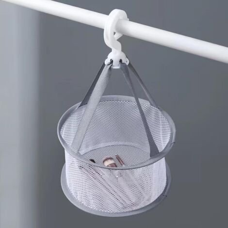 Mini cesta de malla para ducha - Organizador de baño para brochas de maquillaje y huevos de belleza  Tendedero resistente al viento para baño y lavadero (gris, sin funda) - 20 cm