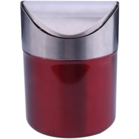 Mini cestino da tavolo in acciaio inossidabile con coperchio basculante (rosso)