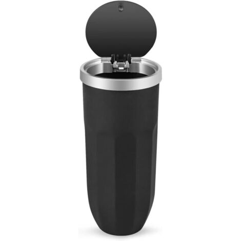 Mini cestino per auto, cestino multifunzionale per auto con coperchio, contenitore portatile per auto, casa, ufficio (nero)