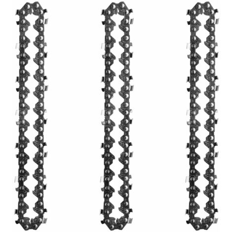 Mini chaîne de remplacement de chaîne en acier au manganèse de 4 pouces pour accessoires de tronçonneuse électrique pour le réglage de la tronçonneuse électrique, paquet de 3