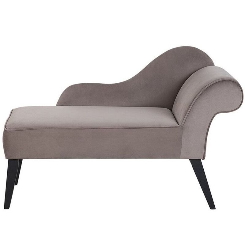 

Mini chaise longue de terciopelo gris pardo derecho BIARRITZ