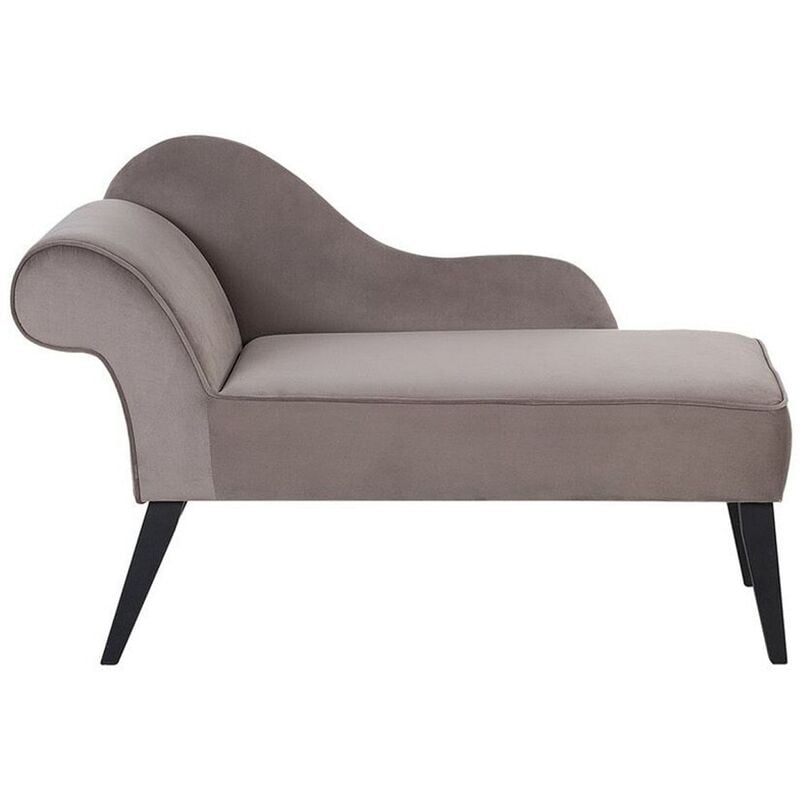 

Beliani - Mini chaise longue de terciopelo gris pardo izquierdo BIARRITZ