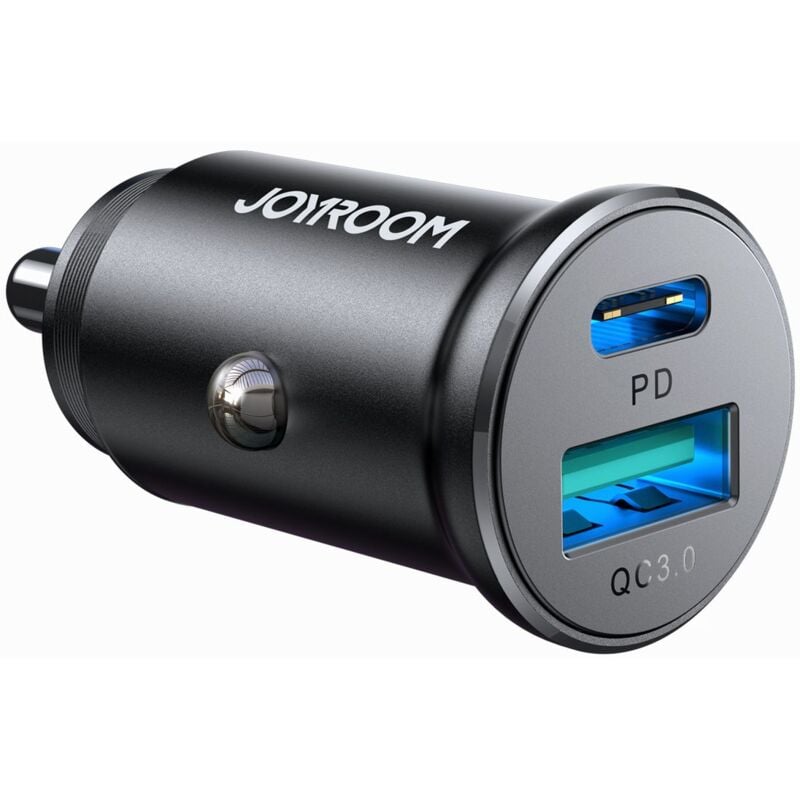 Mini chargeur de voiture 30W USB-A QC3.0 USB-C PD noir